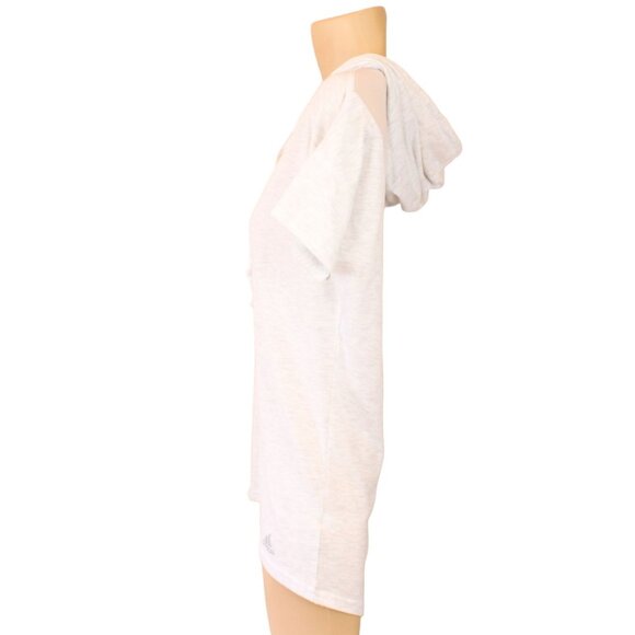 adidas Short Sleeve Hoodie Tee Sheer Mesh Back Light Heather Grey Small CA200 - Picture 6 of 8